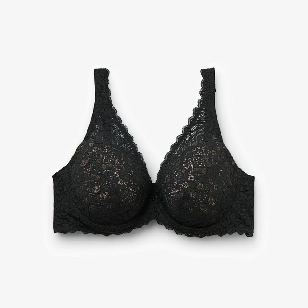 NWT Intimissimi Elena Black Lace Bra 38B | Floral Lace Balconette Lingerie